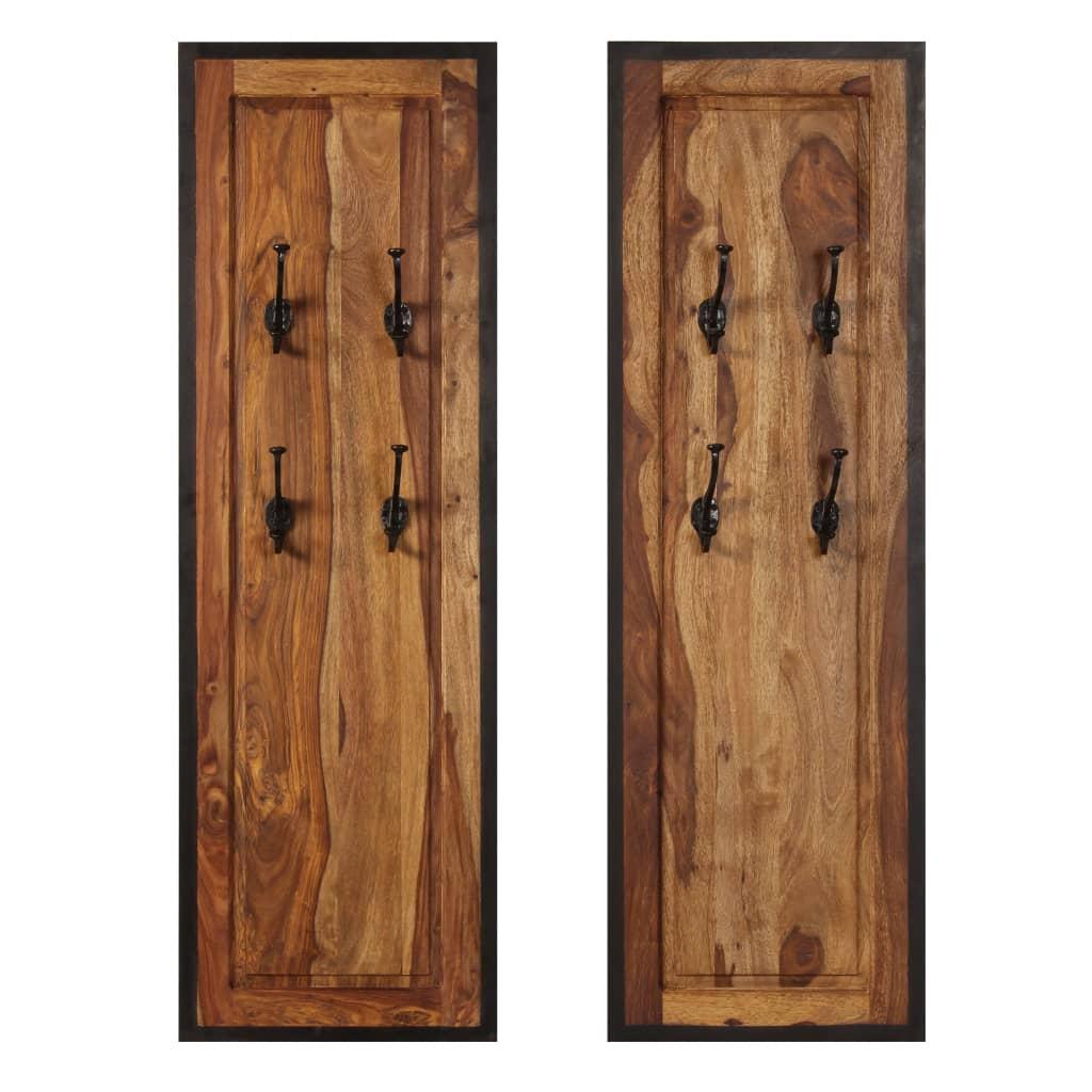 Percheros 2 unidades madera maciza de acacia 38x100 cm