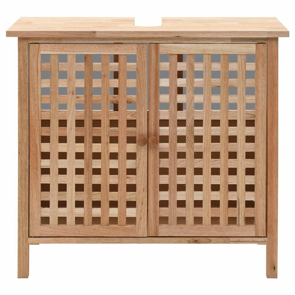Mueble de lavabo madera maciza de nogal 66x29x61 cm
