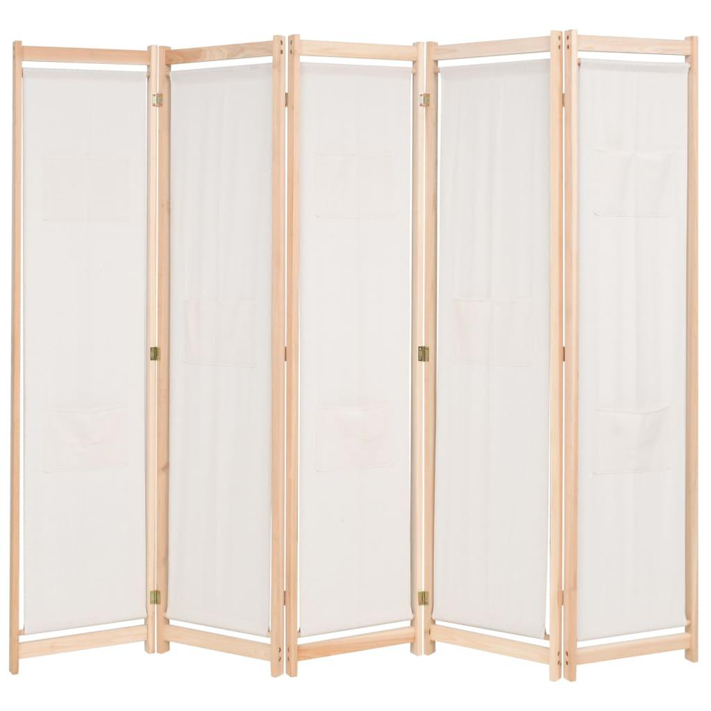 Biombo divisor de 5 paneles de tela gris antracita 200x200 cm