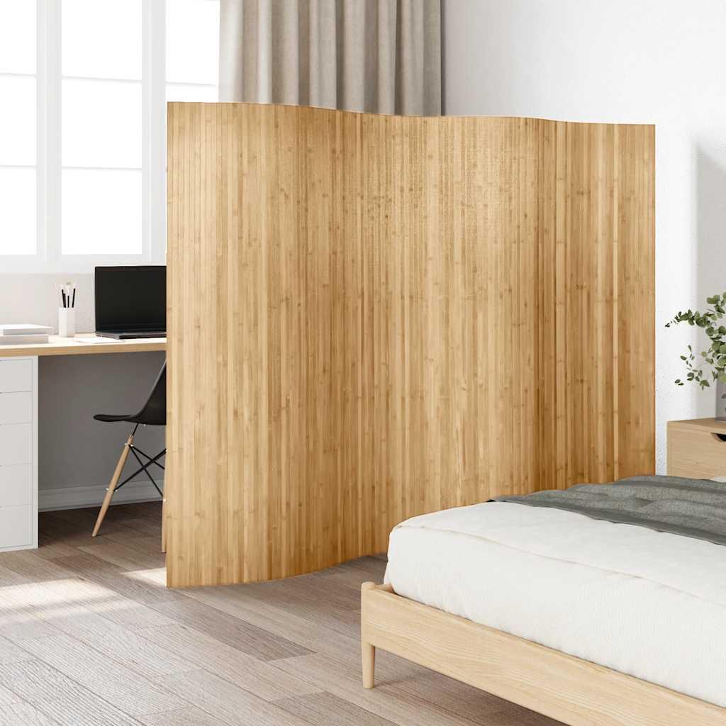Biombo divisor de bambú color natural claro ancho 600 cm alto 165 cm