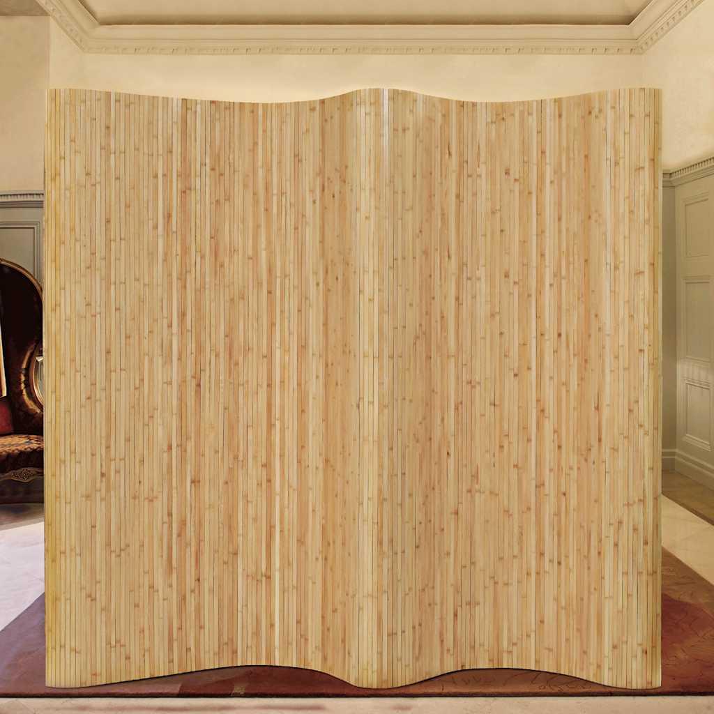 Biombo divisor de bambú color natural claro ancho 600 cm alto 165 cm