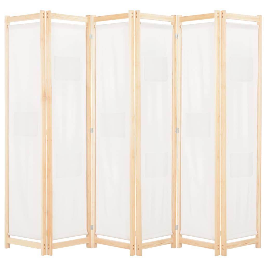 Biombo divisor de 6 paneles de tela gris antracita 240x200 cm
