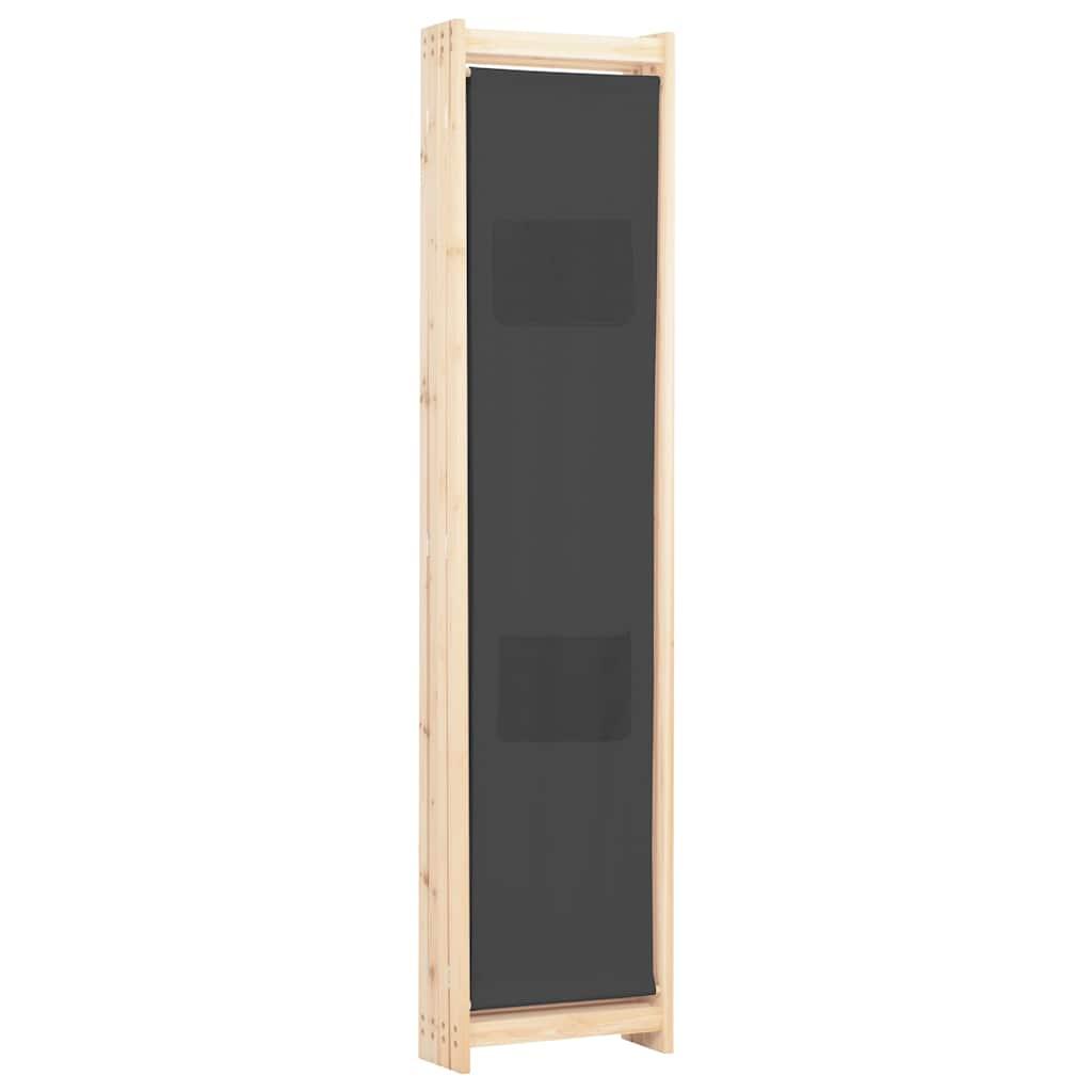 Biombo divisor de 4 paneles de tela gris antracita 200x220 cm