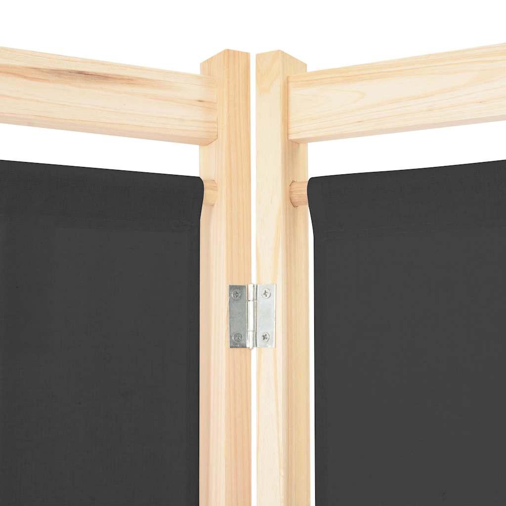 Biombo divisor de 4 paneles de tela gris antracita 200x220 cm
