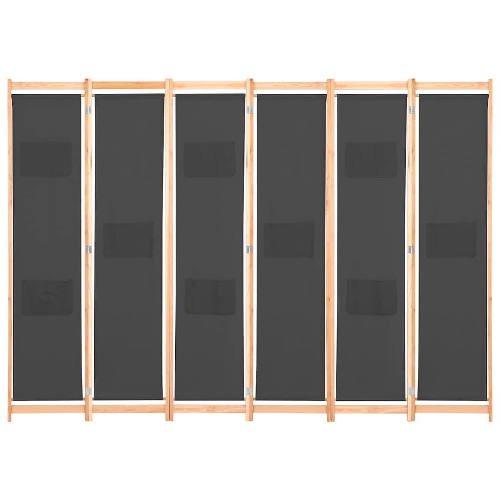 Biombo divisor de 6 paneles de tela color crema 240x170x4 cm