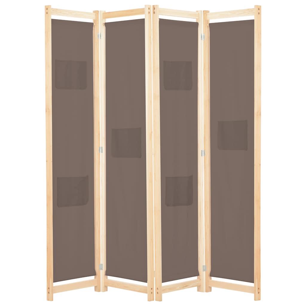 Biombo divisor de 4 paneles de tela gris antracita 200x220 cm