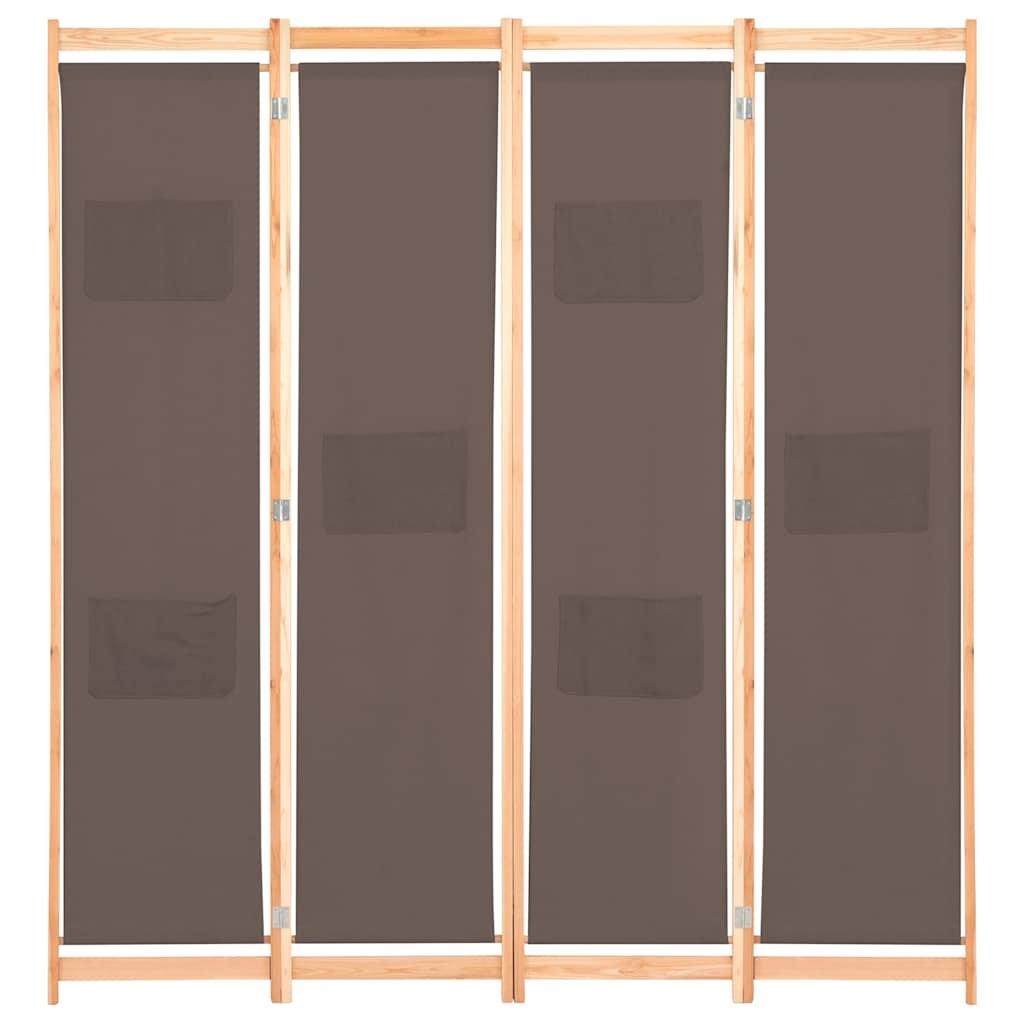 Biombo divisor de 4 paneles de tela gris antracita 200x220 cm