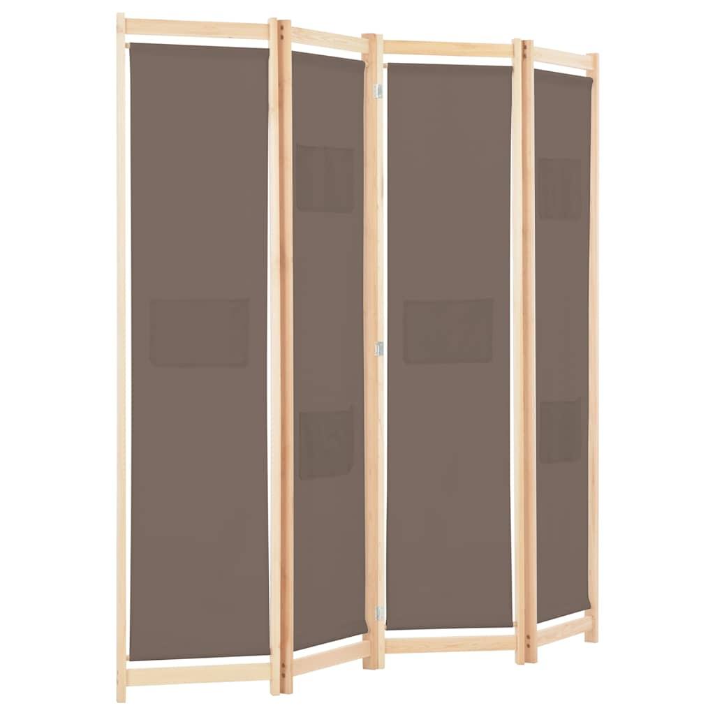 Biombo divisor de 4 paneles de tela gris antracita 200x220 cm