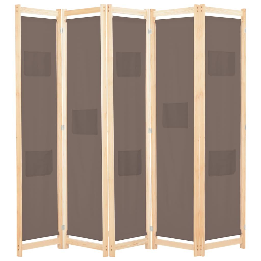 Biombo divisor de 5 paneles de tela gris antracita 200x200 cm