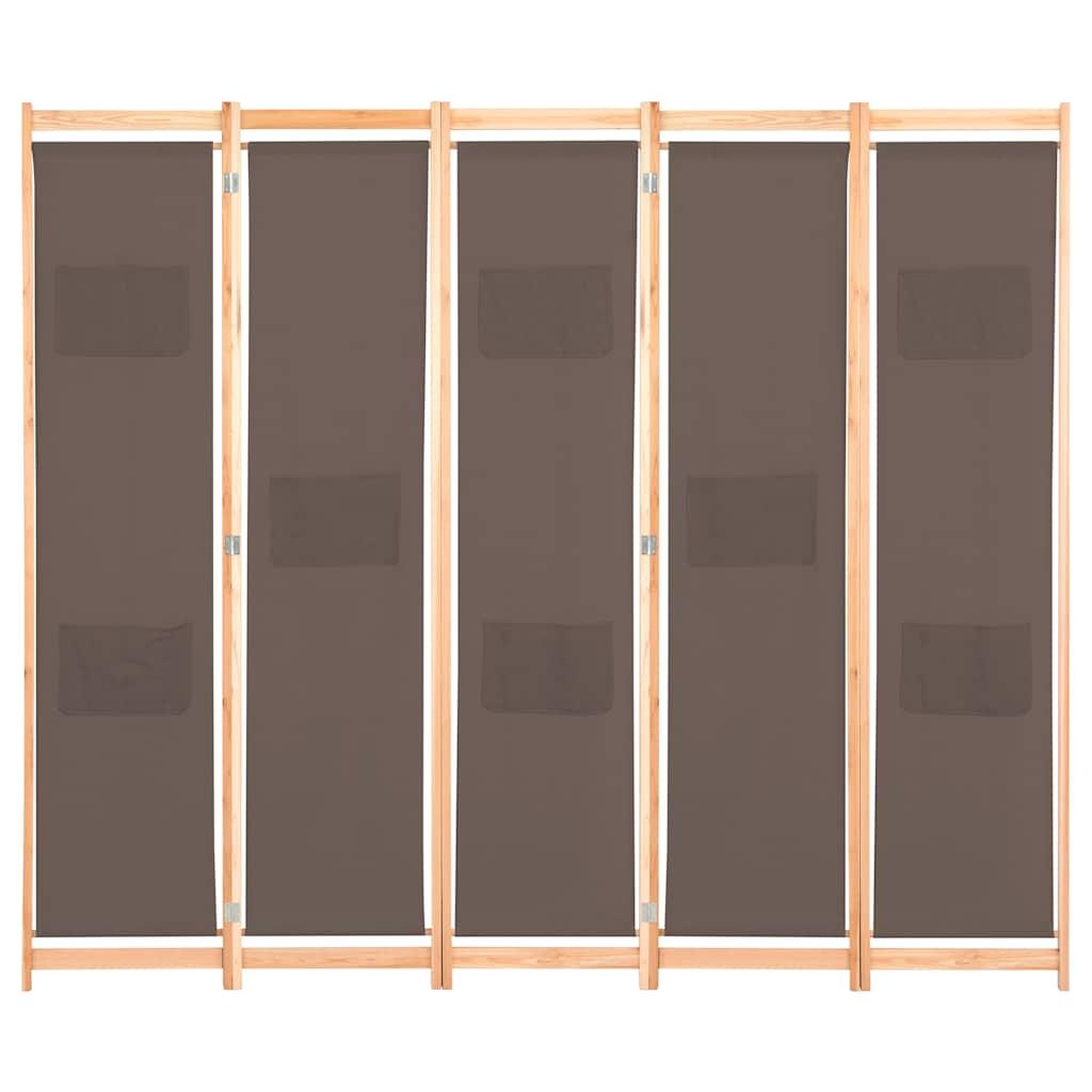 Biombo divisor de 5 paneles de tela gris antracita 200x200 cm