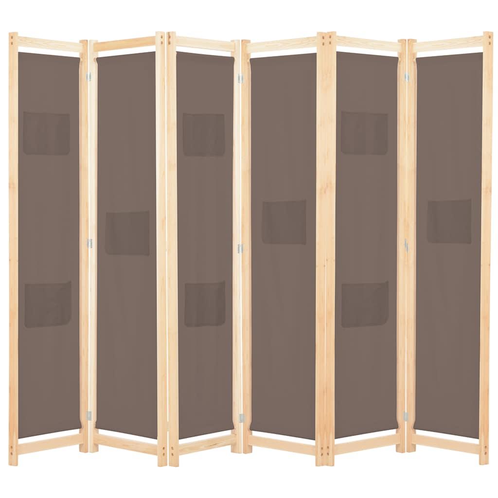Biombo divisor de 6 paneles de tela color crema 240x170x4 cm