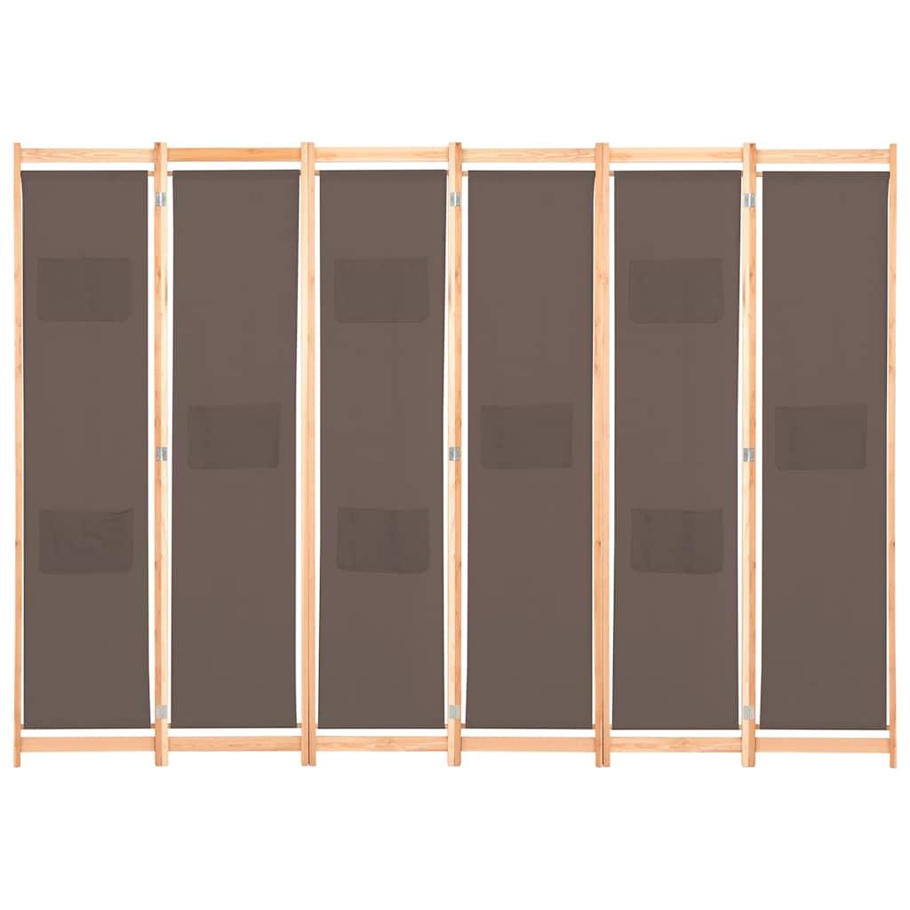 Biombo divisor de 6 paneles de tela color crema 240x170x4 cm