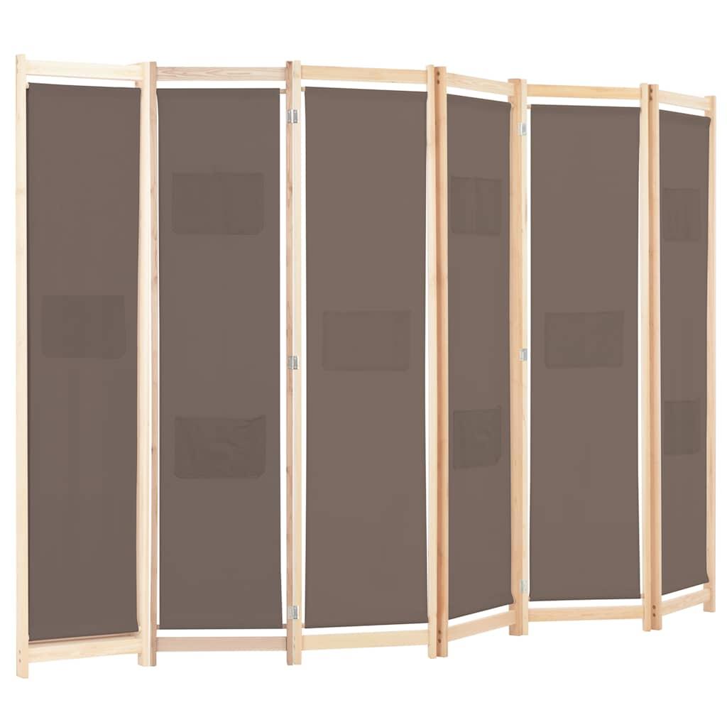 Biombo divisor de 6 paneles de tela color crema 240x170x4 cm