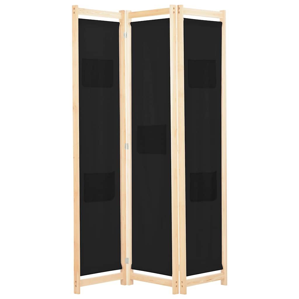 Biombo divisor de 3 paneles de tela gris antracita 120x220 cm