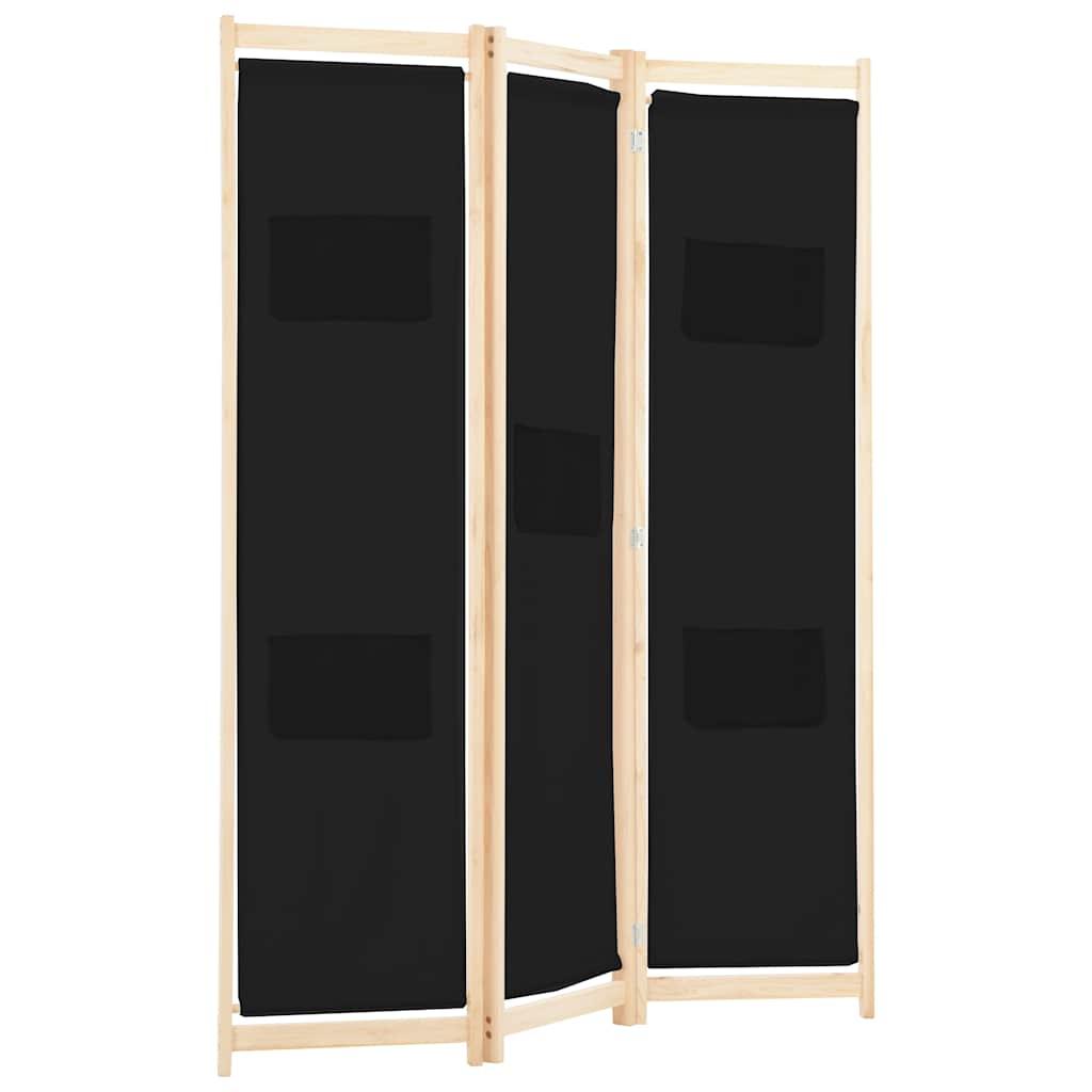 Biombo divisor de 3 paneles de tela gris antracita 120x220 cm