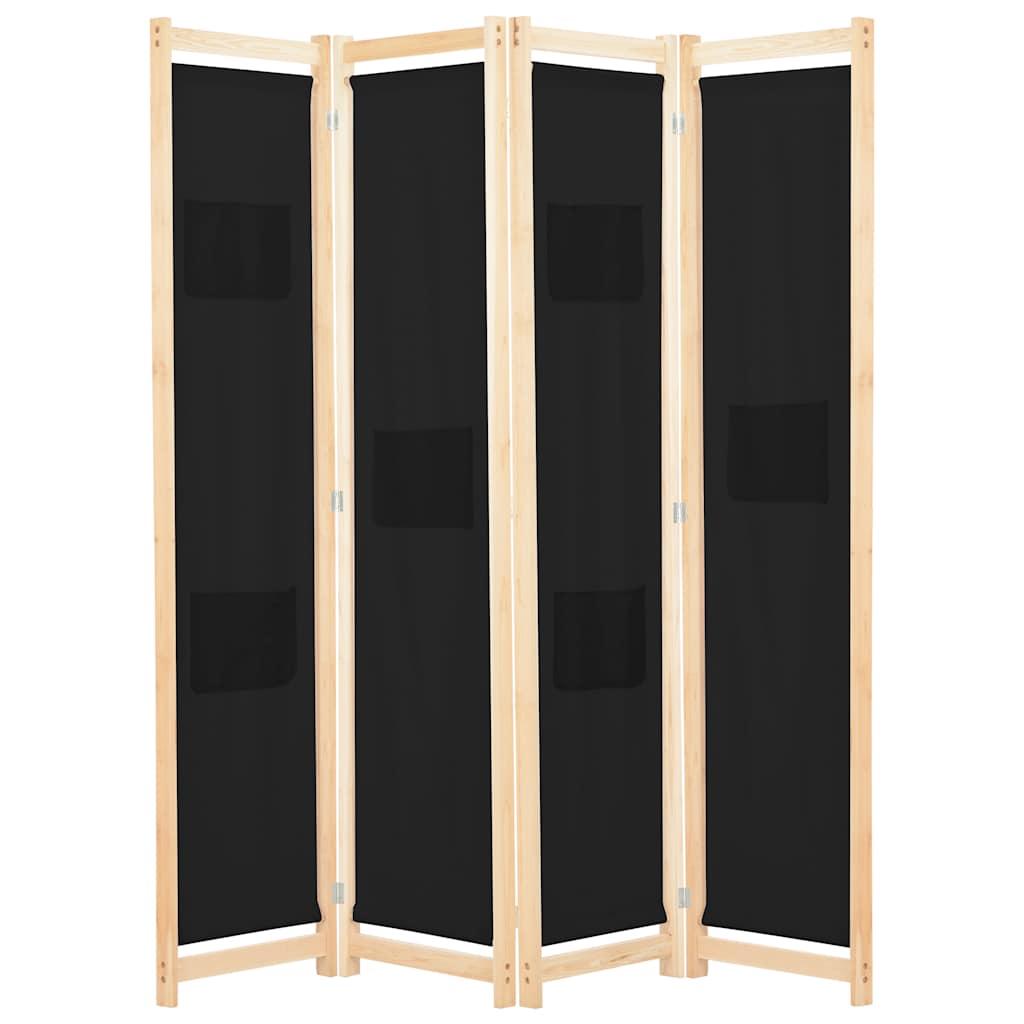 Biombo divisor de 4 paneles de tela gris antracita 200x220 cm