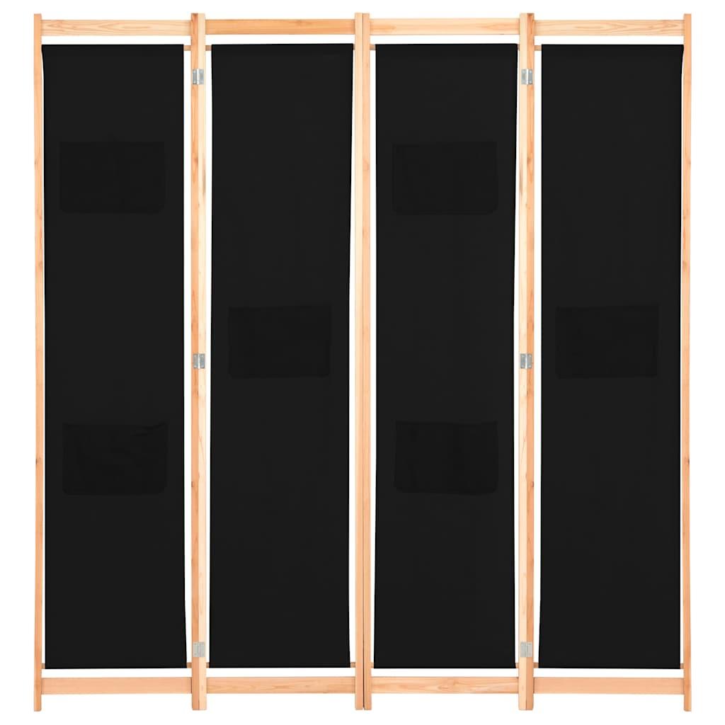 Biombo divisor de 4 paneles de tela gris antracita 200x220 cm
