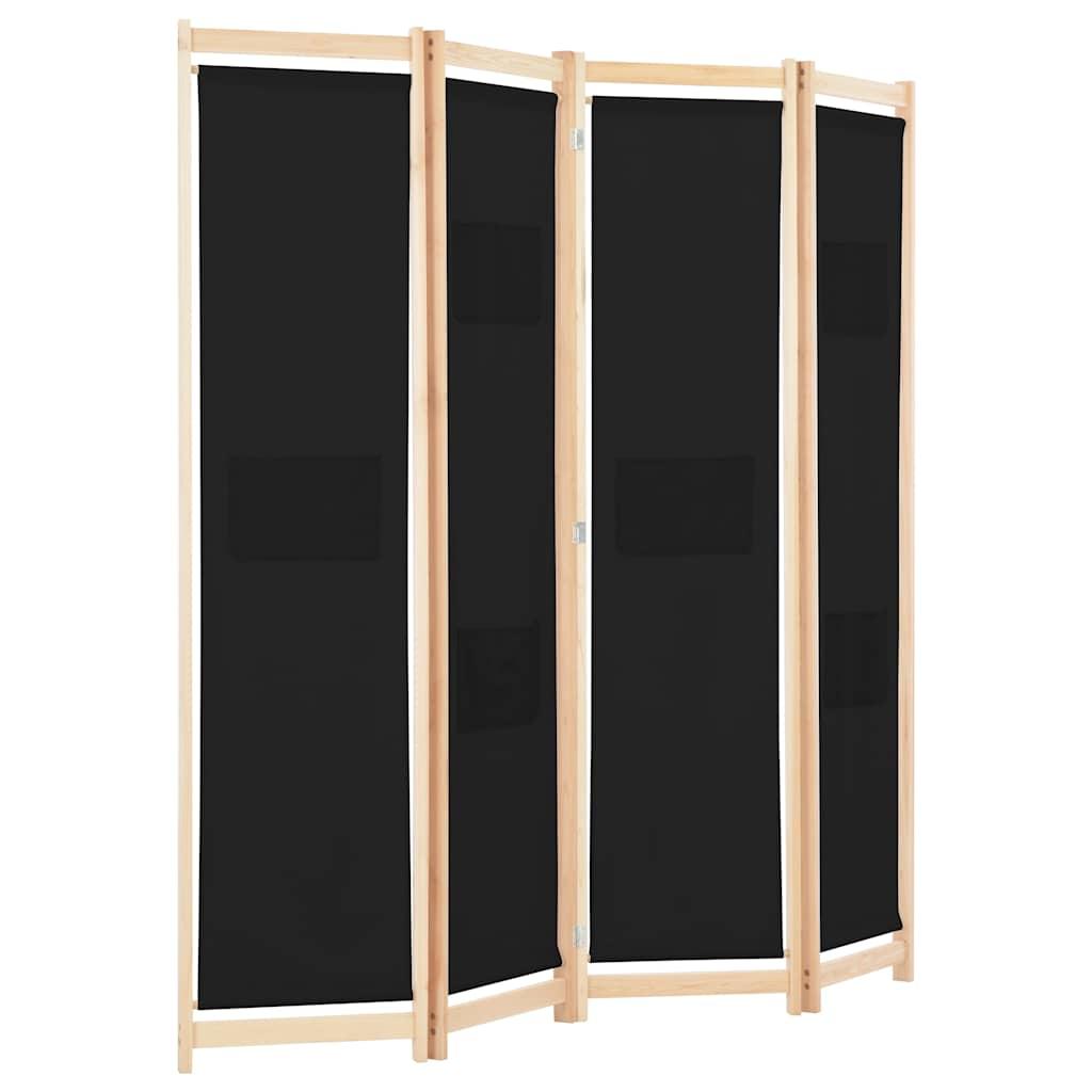 Biombo divisor de 4 paneles de tela gris antracita 200x220 cm