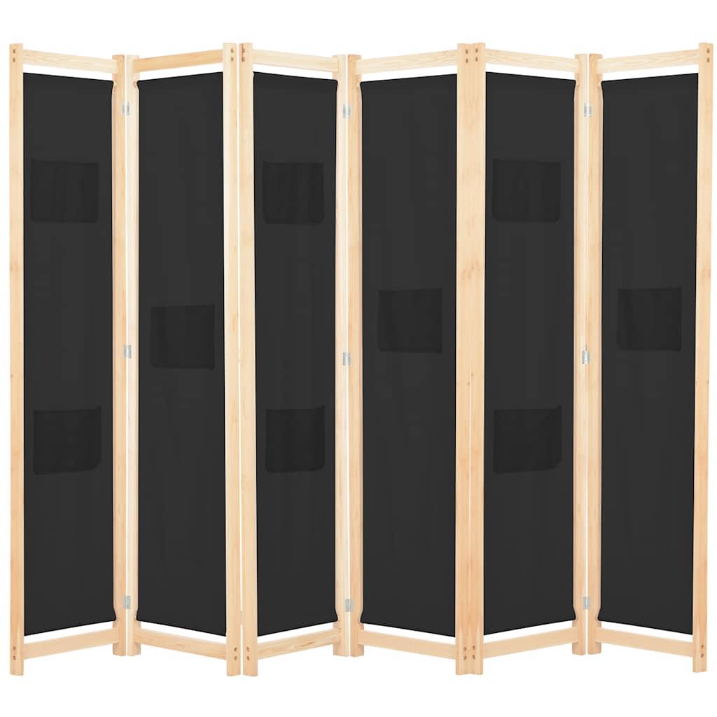 Biombo divisor de 6 paneles de tela gris antracita 240x200 cm