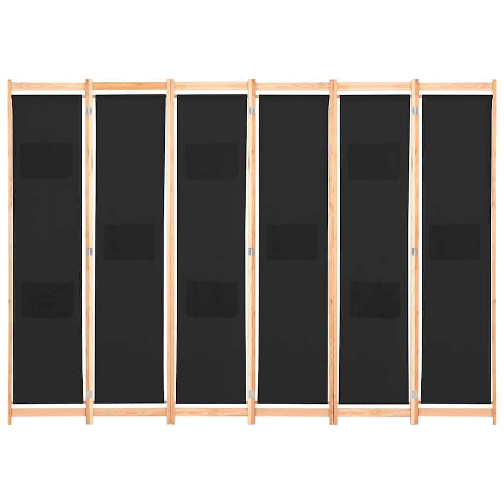 Biombo divisor de 6 paneles de tela gris antracita 240x200 cm