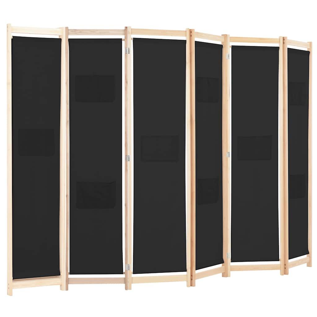 Biombo divisor de 6 paneles de tela gris antracita 240x200 cm