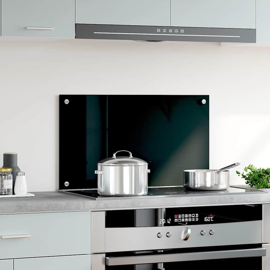 Protección salpicaduras cocina vidrio templado negro 100x50 cm