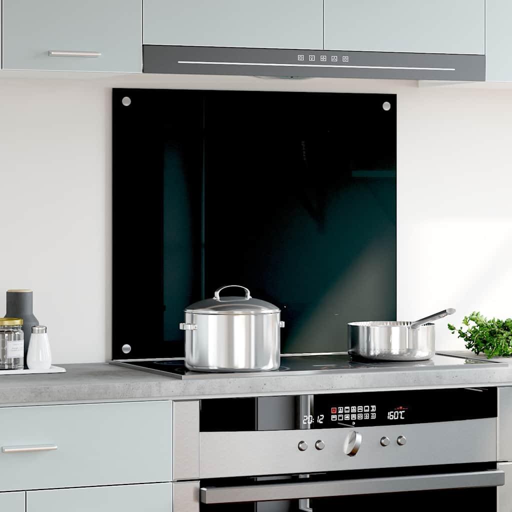 Protección salpicaduras cocina vidrio templado negro 100x50 cm