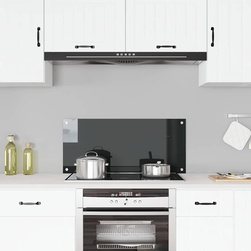 Protección salpicaduras cocina vidrio templado negro 100x50 cm