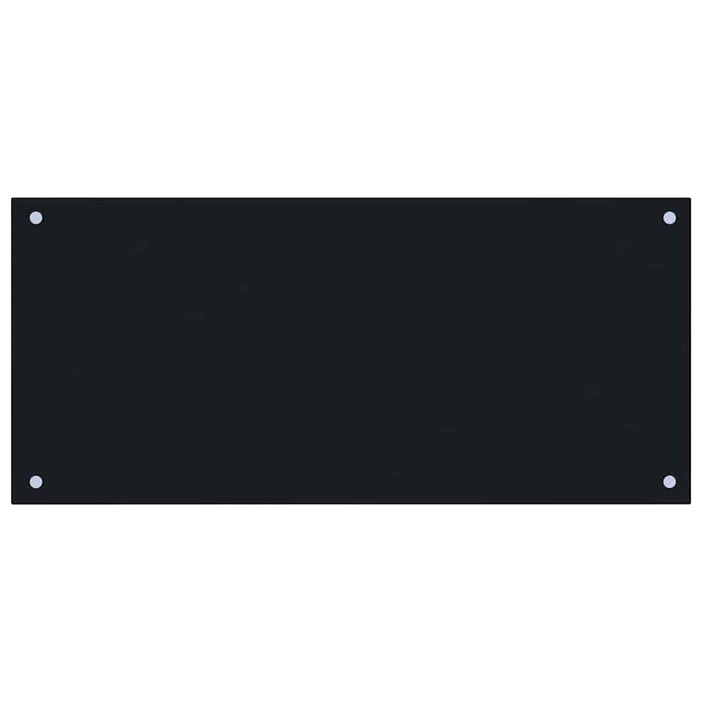 Protección salpicaduras cocina vidrio templado negro 100x50 cm