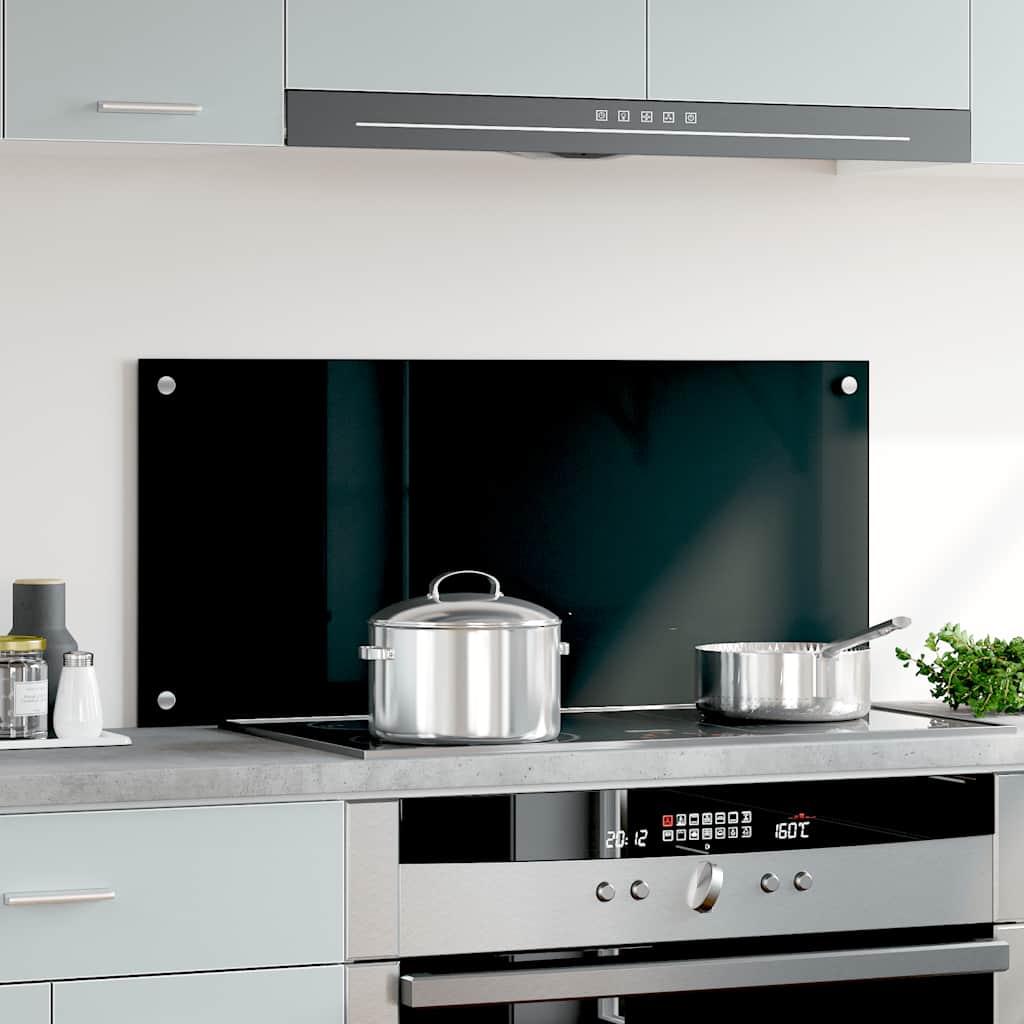 Protección salpicaduras cocina vidrio templado negro 100x50 cm
