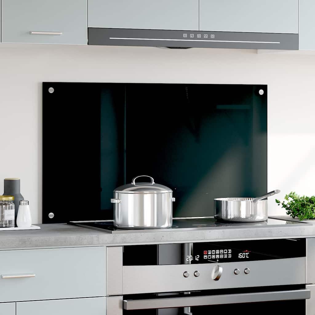 Protección salpicaduras cocina vidrio templado negro 100x50 cm