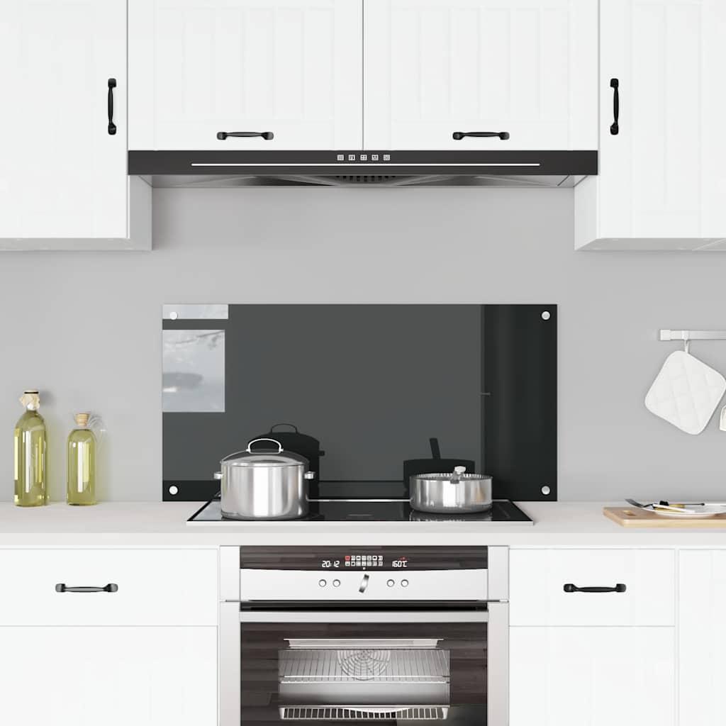 Protección salpicaduras cocina vidrio templado negro 100x50 cm