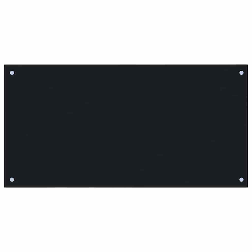 Protección salpicaduras cocina vidrio templado negro 100x50 cm