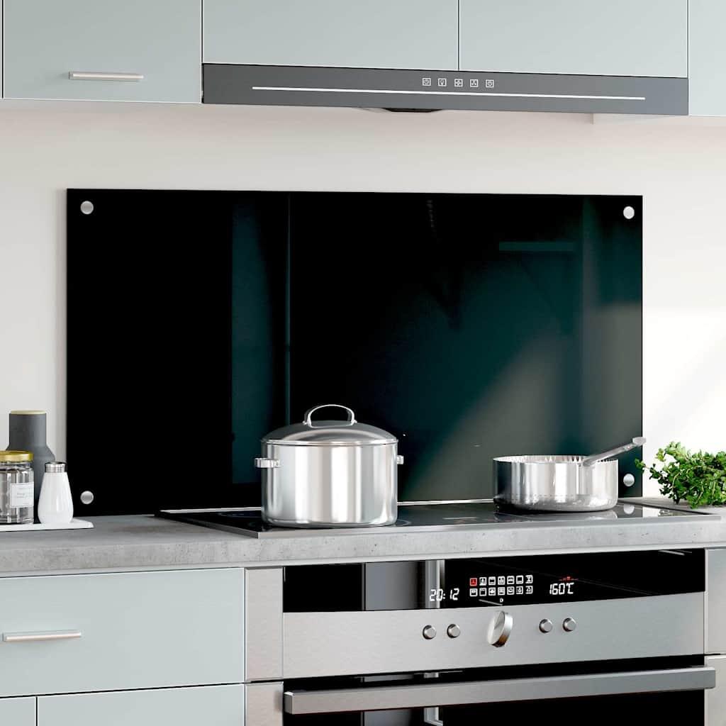 Protección salpicaduras cocina vidrio templado negro 100x50 cm