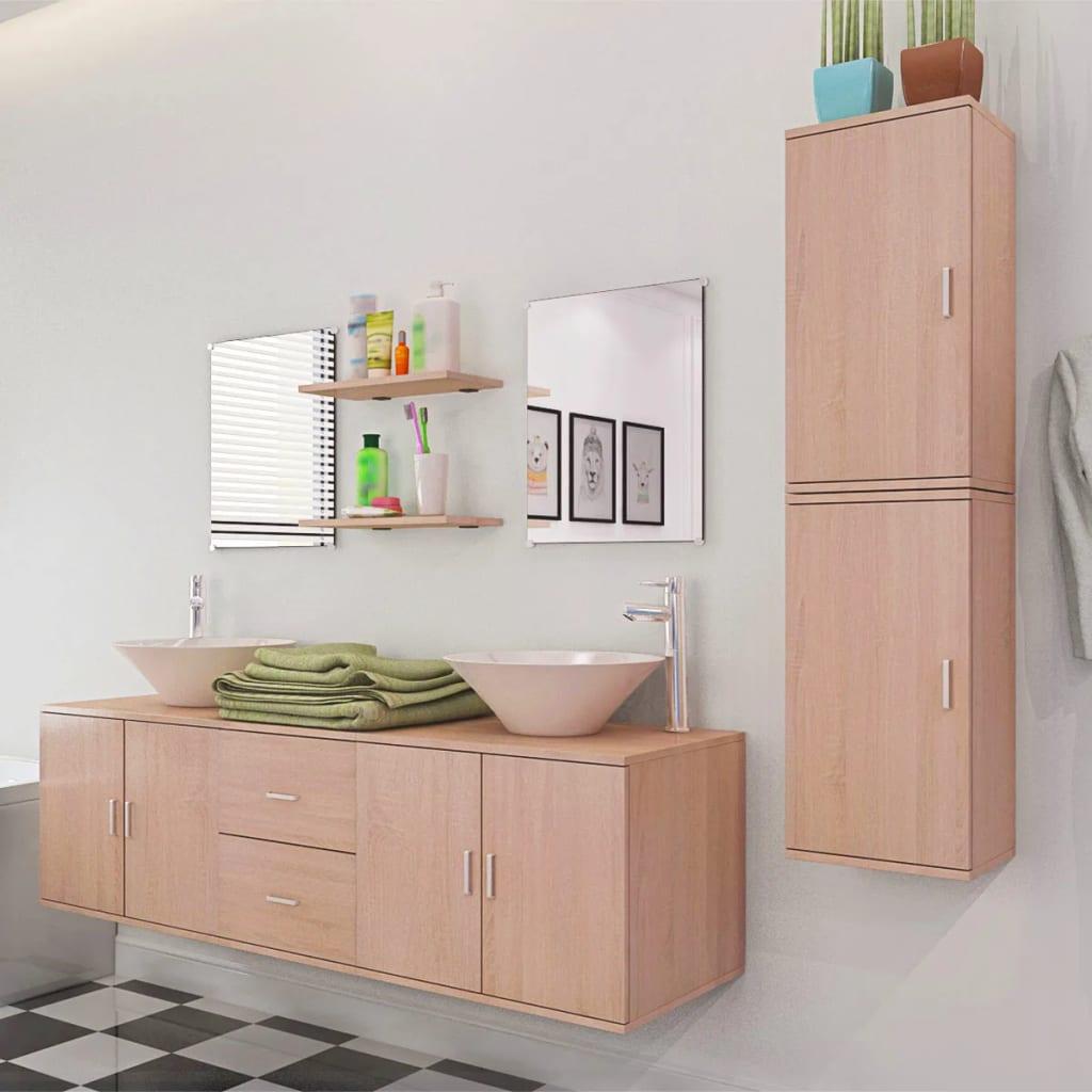 Conjunto de muebles de baño y lavabo 9 piezas