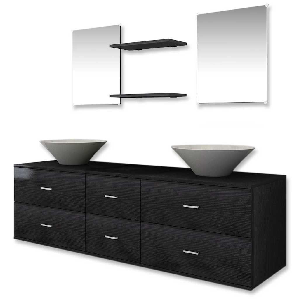 Conjunto de muebles de baño y lavabo 7 piezas beige