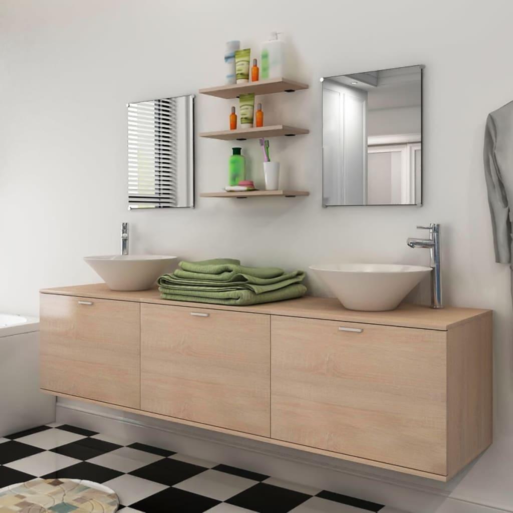 Conjunto de muebles de baño y lavabo 8 piezas negro