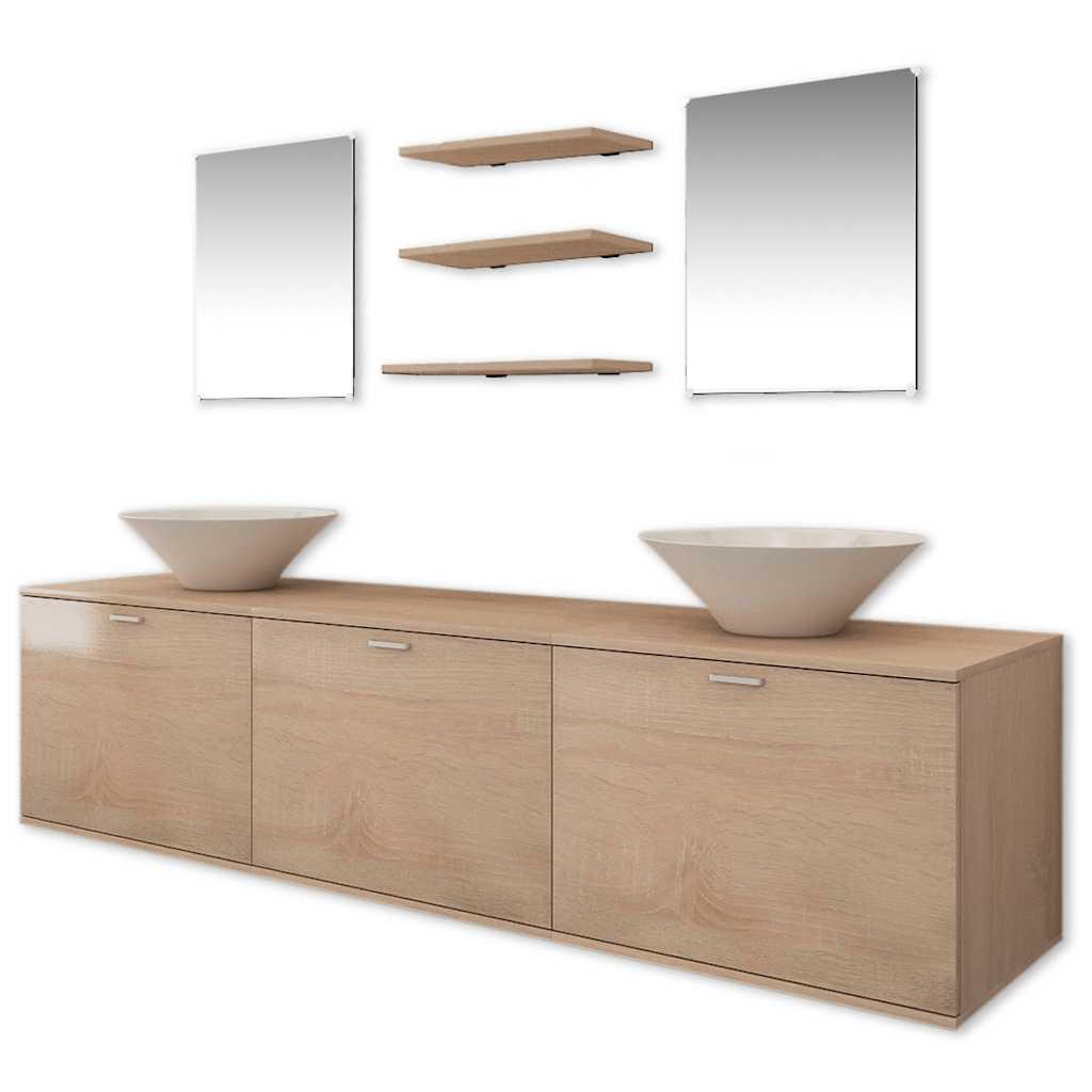 Conjunto de muebles de baño y lavabo 8 piezas negro
