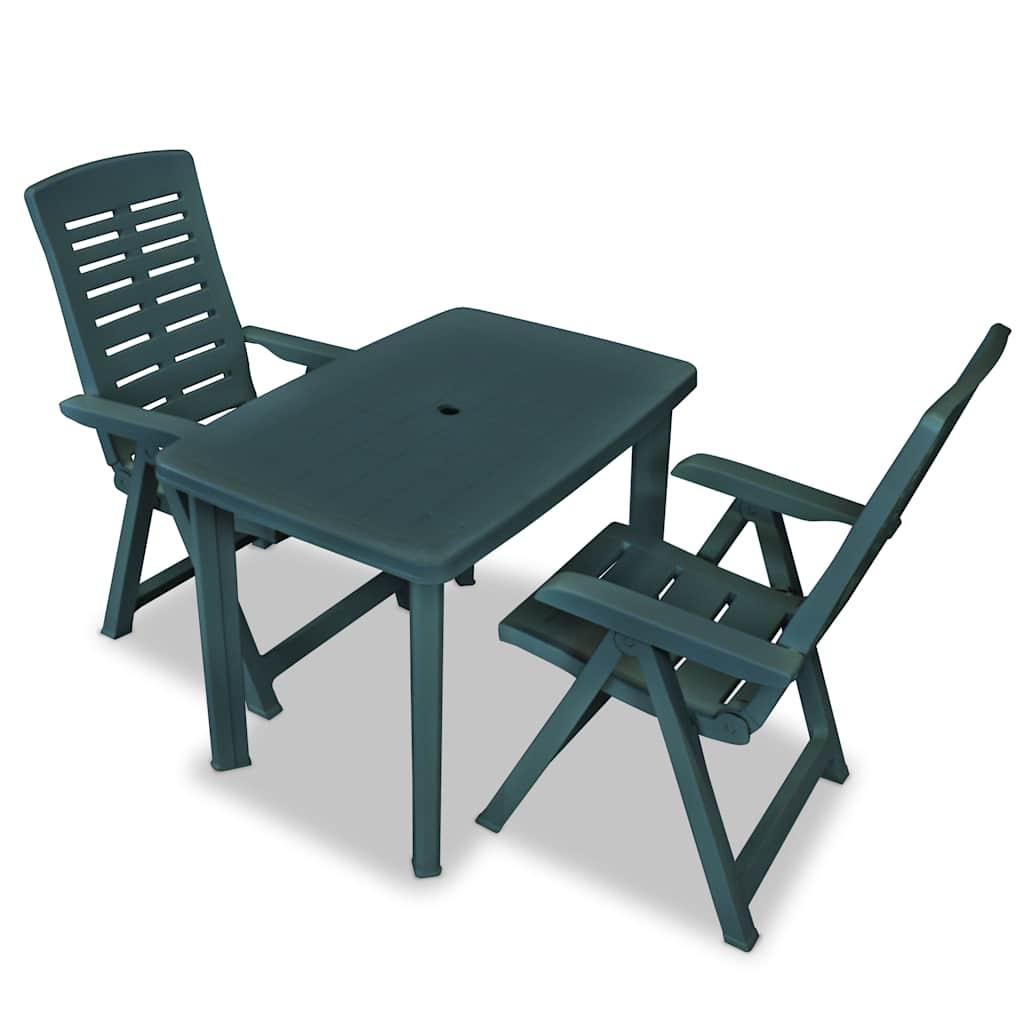 Set de mesa y sillas bistró de jardín 3 piezas plástico blanco
