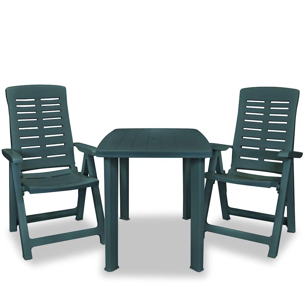 Set de mesa y sillas bistró de jardín 3 piezas plástico blanco