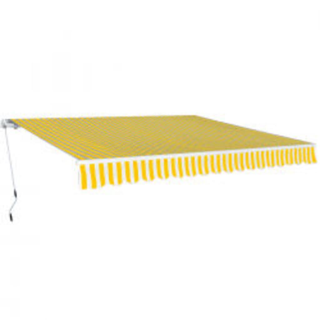 Toldo plegable de operación manual 600 cm amarillo y blanco