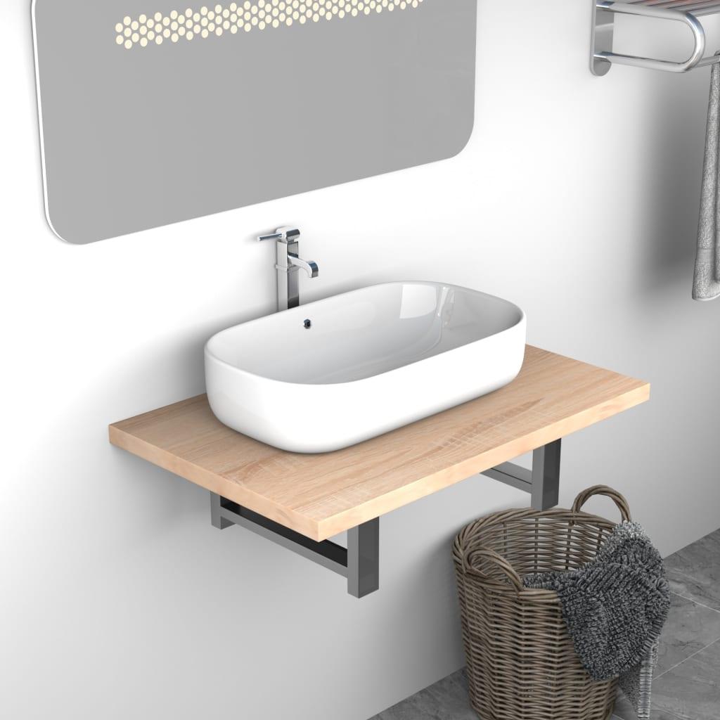 Mueble de Cuarto de Baño Marrón y Negro 38 x 33,5 x 160 cm