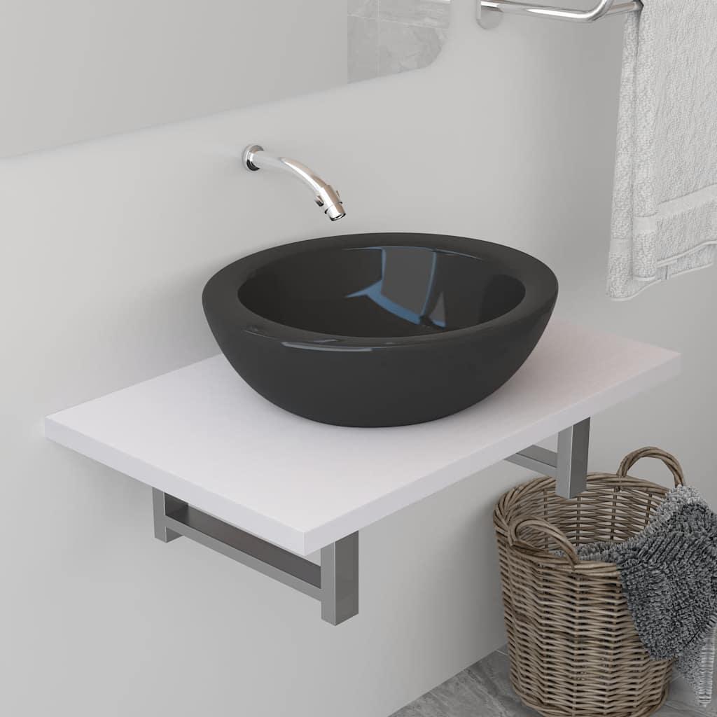 Mueble de Cuarto de Baño Marrón y Negro 38 x 33,5 x 160 cm