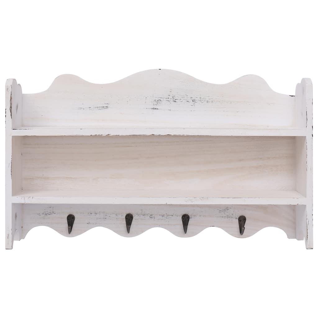 Perchero de pared de madera blanco 50x10x30 cm