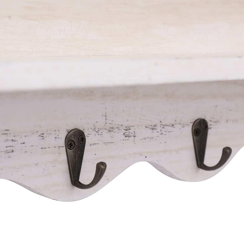 Perchero de pared de madera blanco 50x10x30 cm