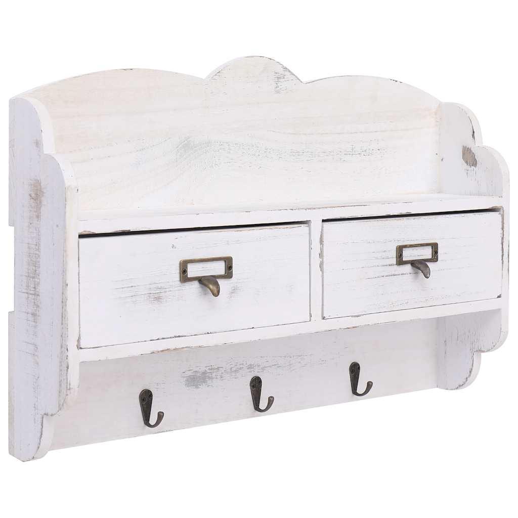 Perchero de pared de madera blanco