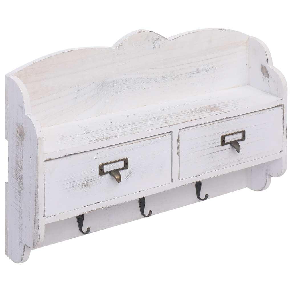 Perchero de pared de madera blanco