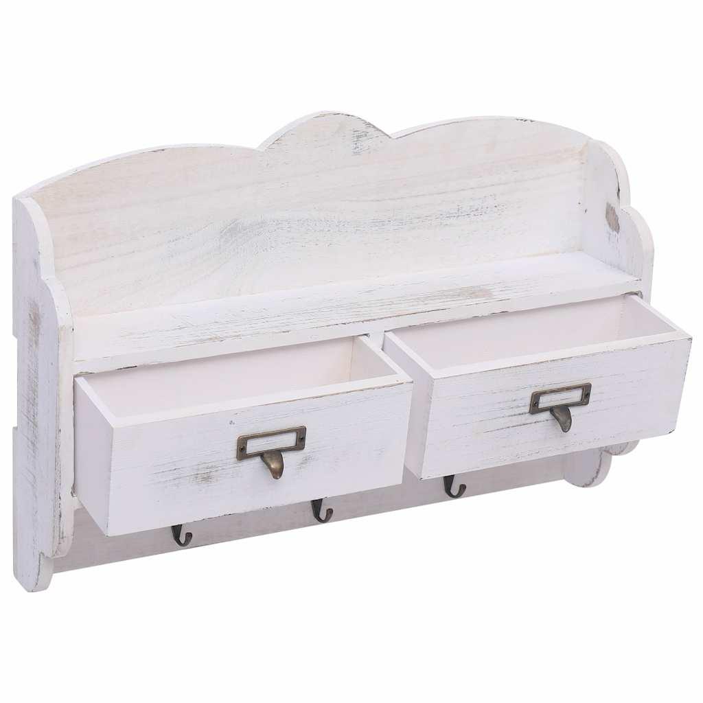 Perchero de pared de madera blanco