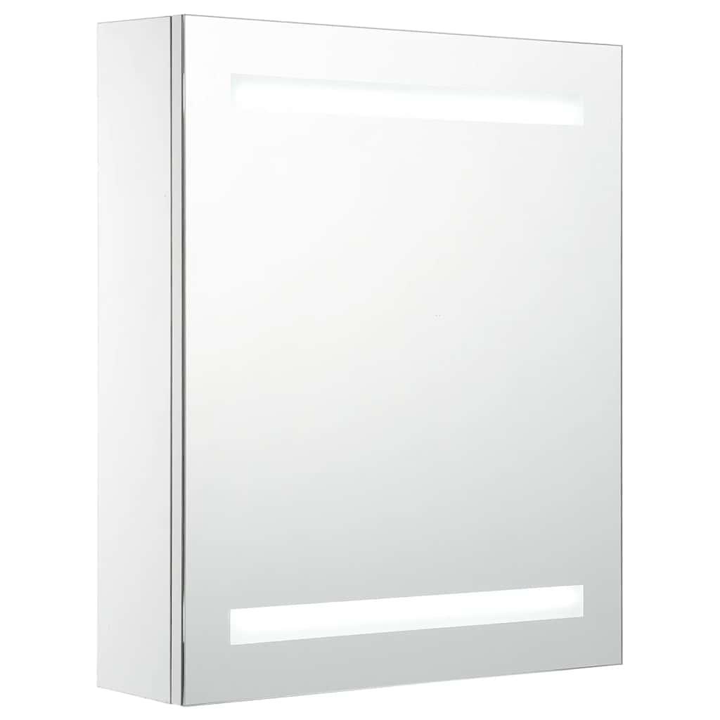 Mueble de baño con espejo LED blanco brillante 89x14x62 cm