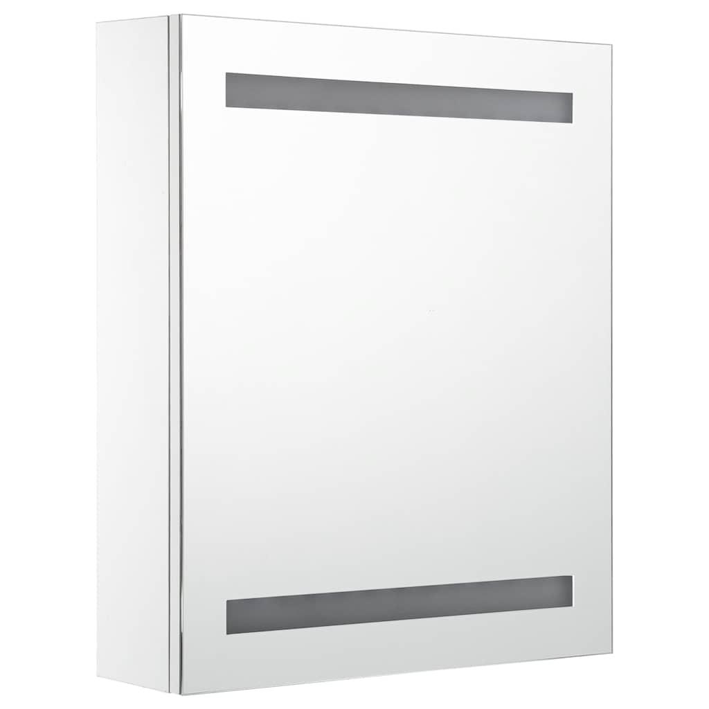 Mueble de baño con espejo LED blanco brillante 89x14x62 cm